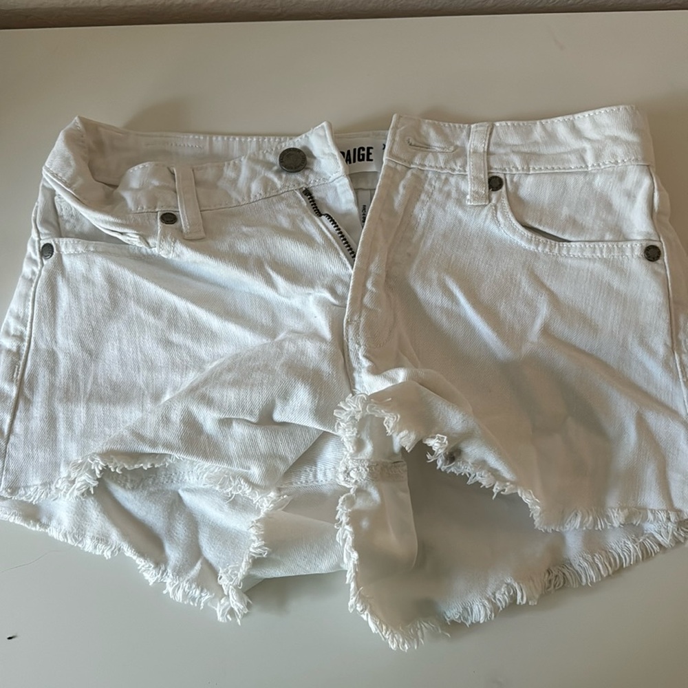PAIGE White Denim Shorts Size 24